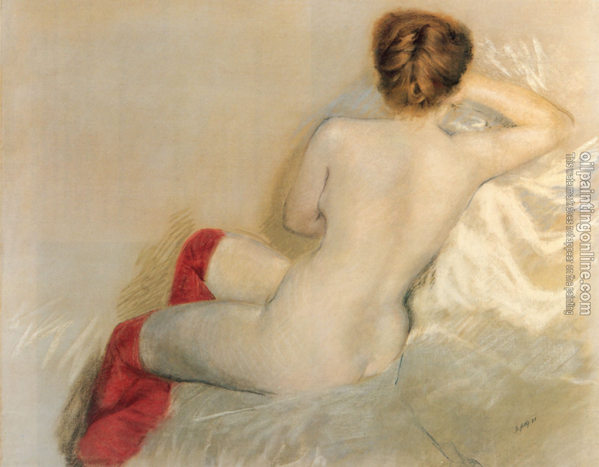 Giuseppe de Nittis - Nudo con le Calze Rosse